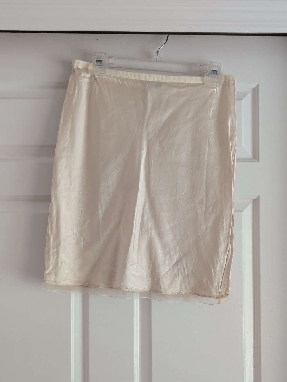 J Crew Light Cream Satin Slip Skirt